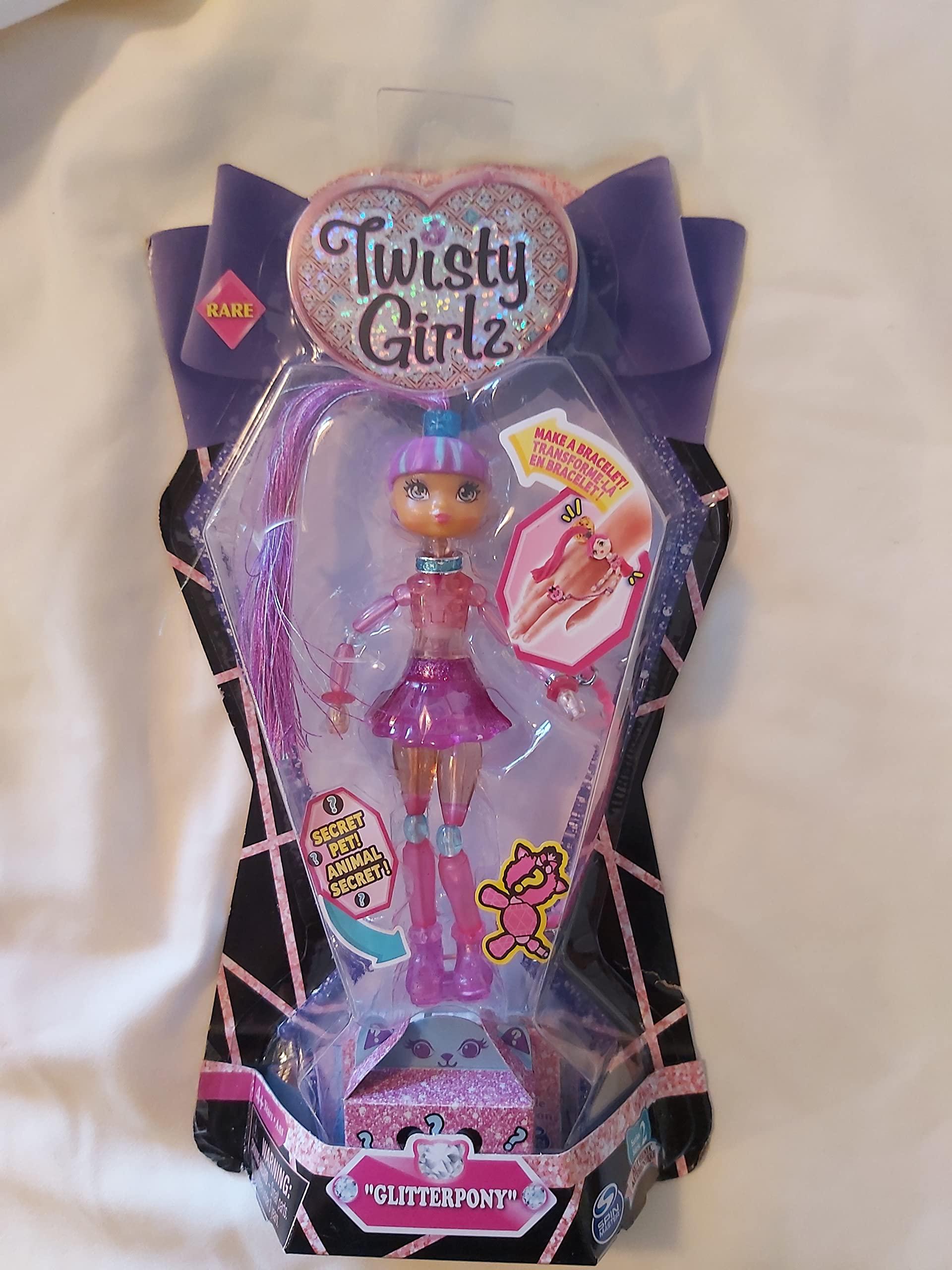 Spin Master Twisty Girlz Series 2 GlitterPony Transforming Doll to Bracelet with Mystery Twisty Petz