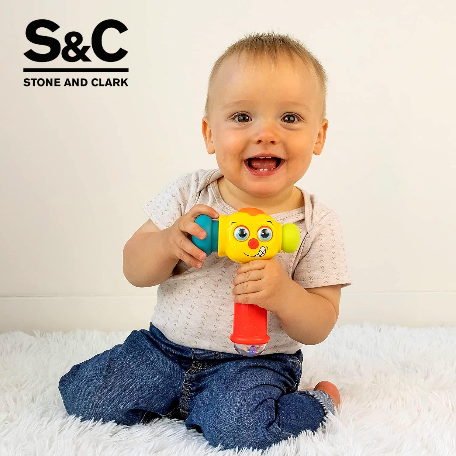 Stone and Clark Toy Hammer w/Lights, Learning Mode and Music Mode Baby Hammer Toy Plays 6 Short Kids\' Songs, Counts 1-10 w/Baby, Changes Funny Expressions and Lights Up for Kids 12 Months and Older
