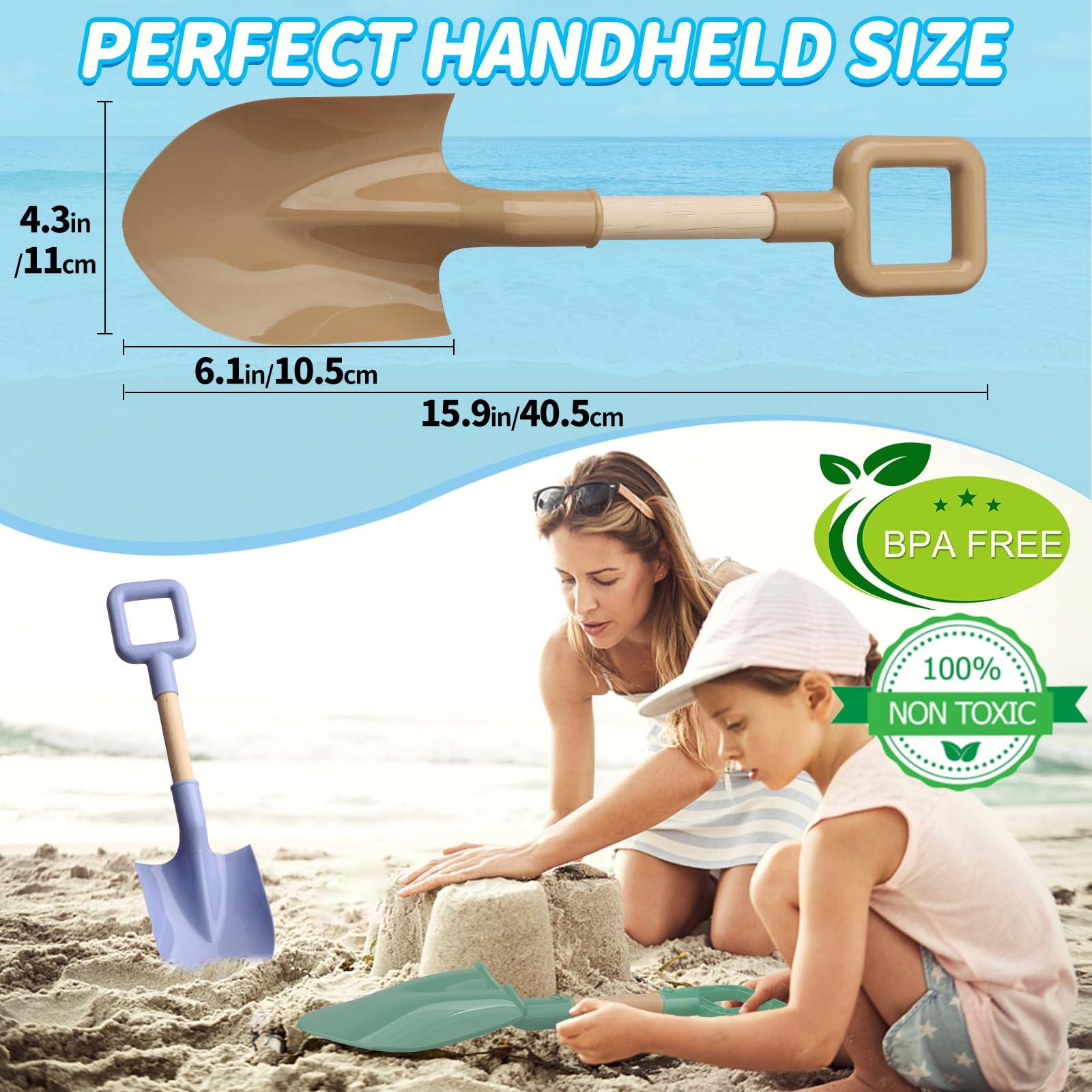 Amarlozn 16\" Wood Beach Sand Shovel Toys for Kids Adults, Heavy Duty Beach Toys Shovels for Sandbox Table, Sand Toy Shovel for Shoveling, Digging, Garden Fun