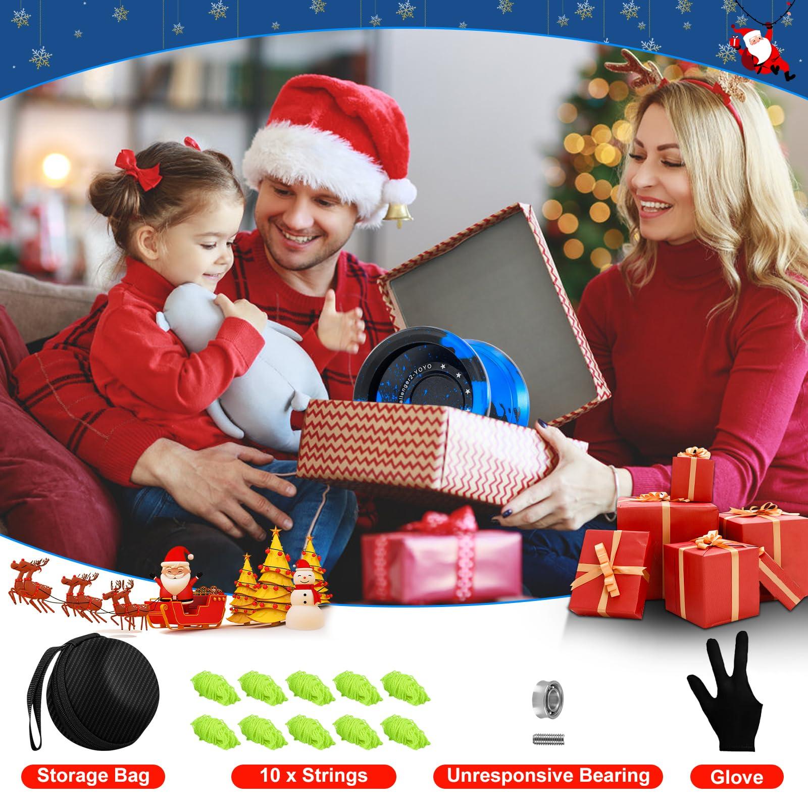 hksod hksod Yoyo Metal Trick Yoyo Professional Responsive Yoyos for Kids 8-12 Beginners,Unresponsive Yo-yo for Adults with Yo Yo Bearing Accessories - Black Blue