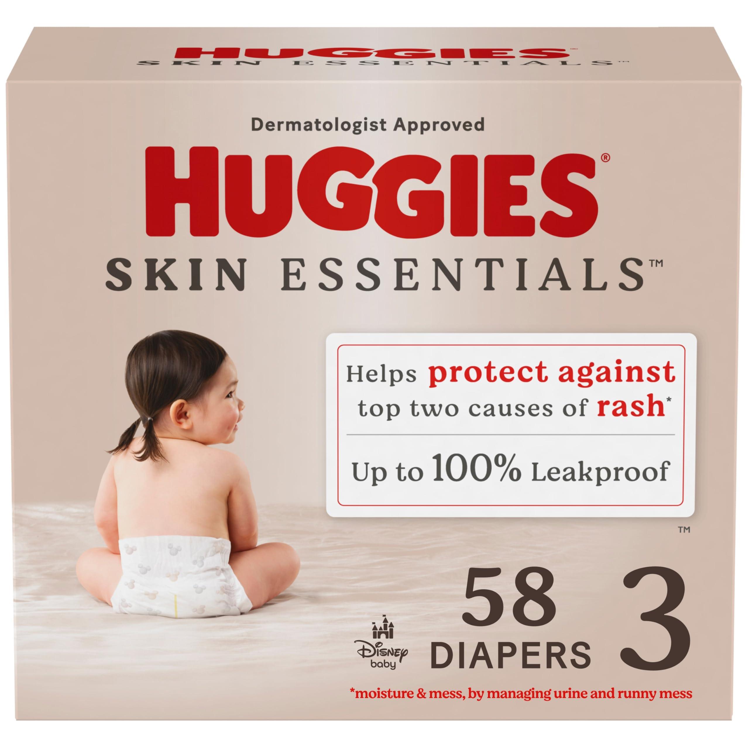 HUGGIES Huggies Size 3 Diapers, Skin Essentials Baby Diapers, Size 3 (16-28 lbs), 58 Count