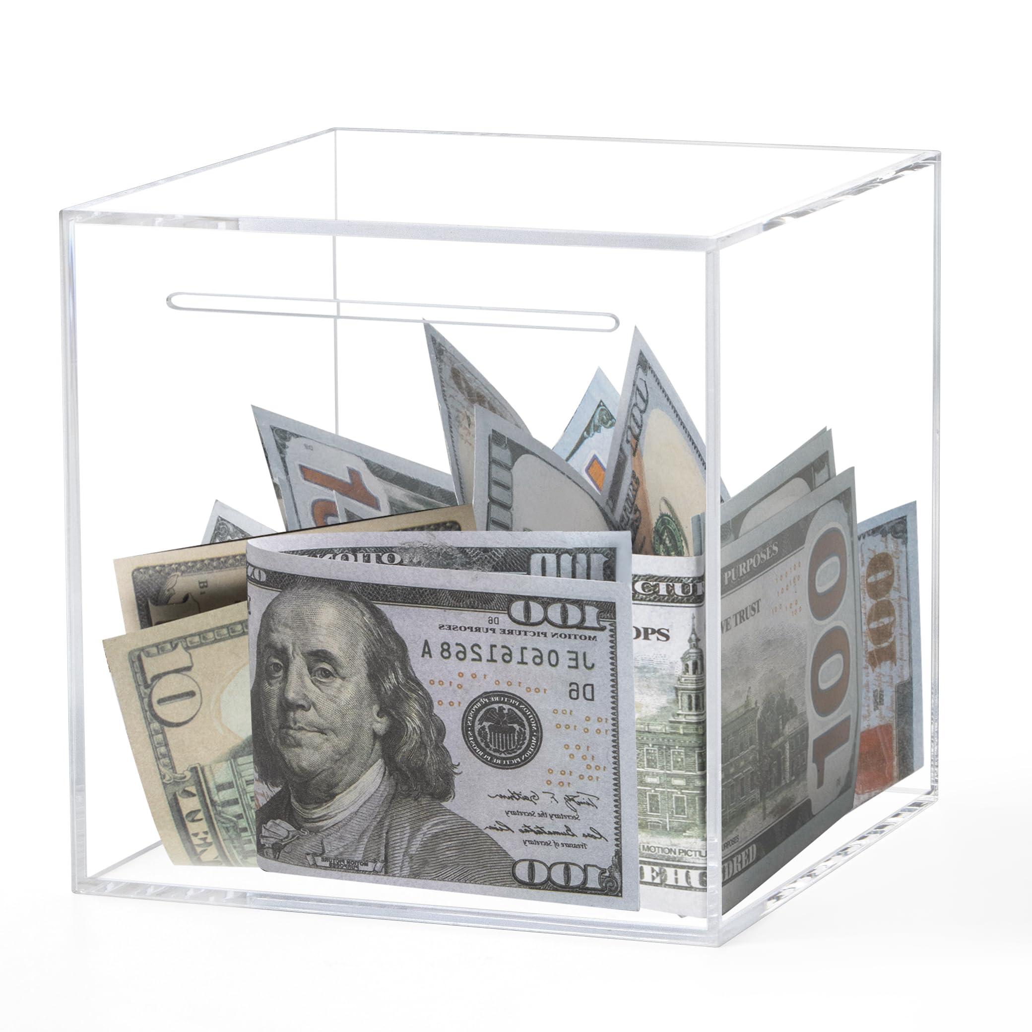 Kypeeka Kypeeka Clear Acrylic Piggy Bank for Adults Kids, Clear Money Saving Box Must Break to Open, Unopenable Piggy Bank for Cash Coins - 4.72\"