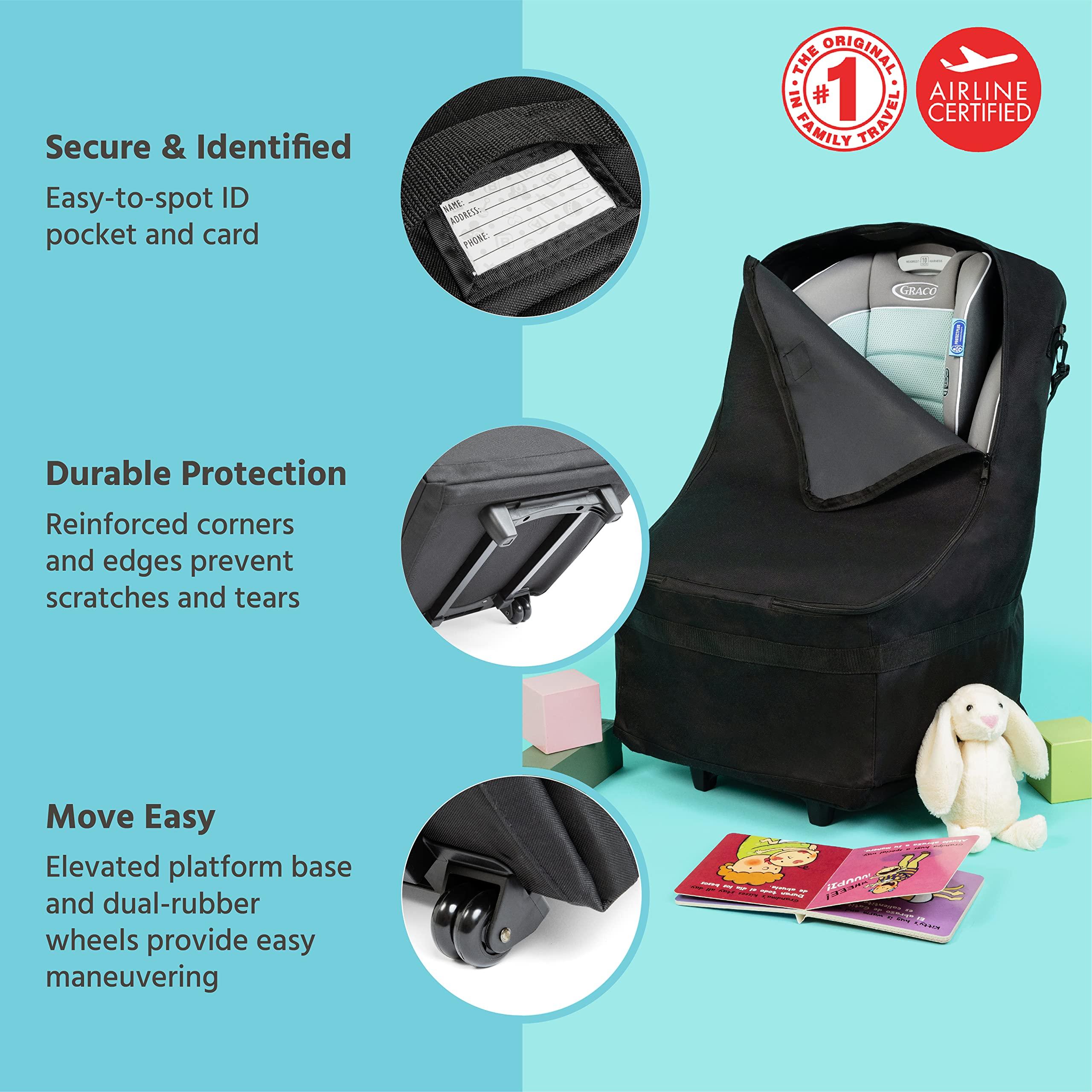 J.L. Childress J.L. Childress Wheelie Car Seat Travel Bag - Car Seat Carrier with Wheels - Heavy Duty Car Seat Bag & Gate Check Bag for Single & Double Strollers - Stroller Bag for Airplane
