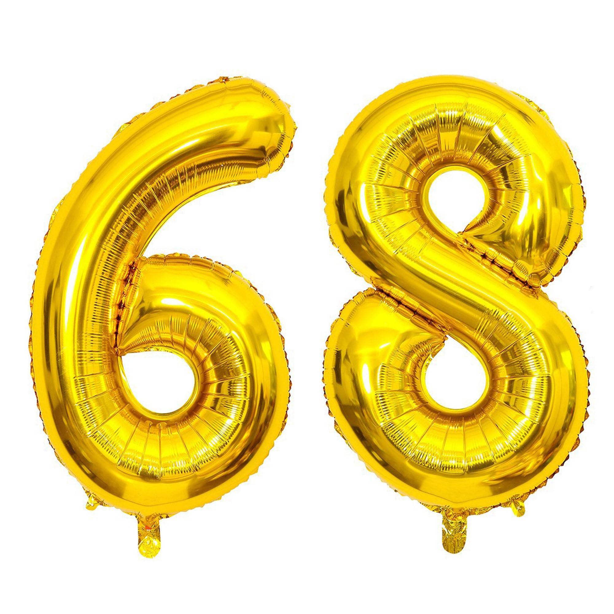 SHUNTAI SHUNTAI 68th Birthday Decorations for Men Women 68 Number Balloons Gold Jumbo Numbers 86 Foil Mylar Balloons with Happy Birthday Balloon Letters Banner 86th or 68 Years Old Theme Party Events Supplies