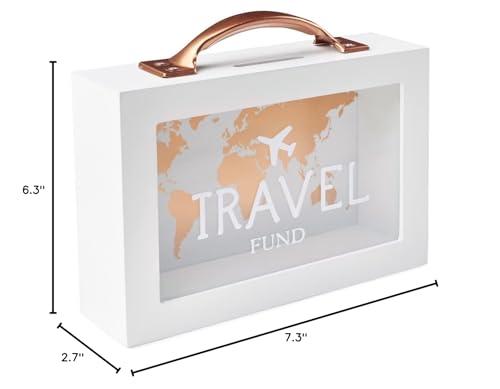 Generic Shadow Money Box for Saving Travel Fund - Coin Bank for Adults - Vacation Fund Jar - White Saving Box for Coins with Handle - Honeymoon Fund Box - Travel Fund Bank for Adults - Adventure Fund