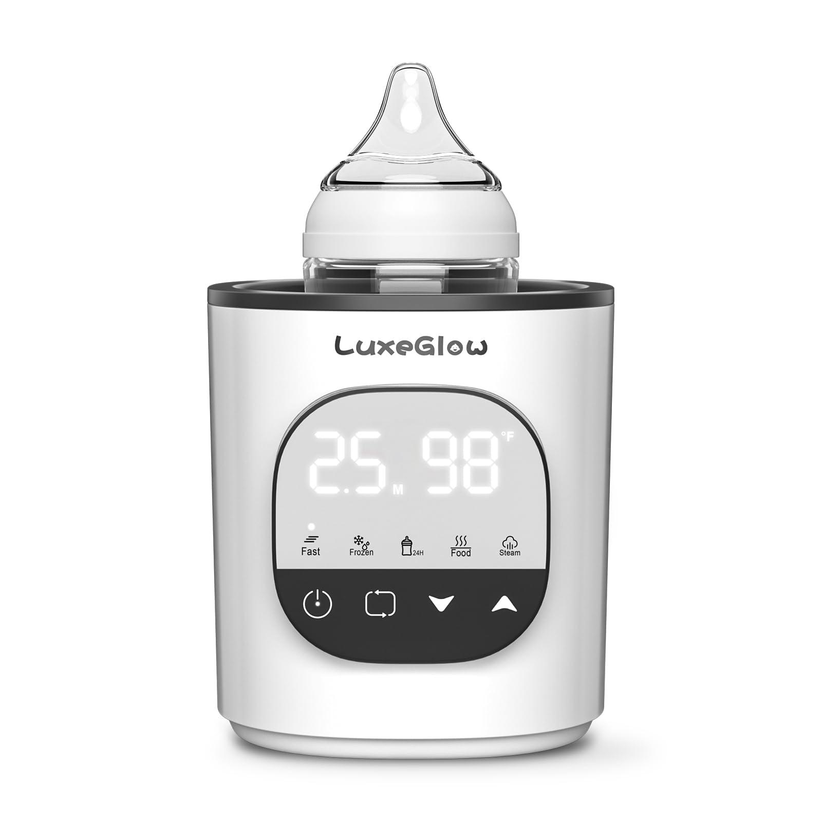 LuxeGlow Fast Baby Bottle Warmer for Breastmilk and Formula, Accurate Temperature Control, 10-in-1 Functionality Bottle Warmer for All Bottle Sizes with Thaw,Sterilizing, 24H Keep Warm, Food Heating