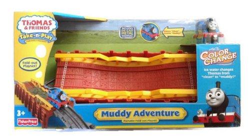 Fisher Price Thomas & Friends Take-N-Play Muddy Adventure Portable Fold-out Playset Bridge with Color Change Metal Thomas!