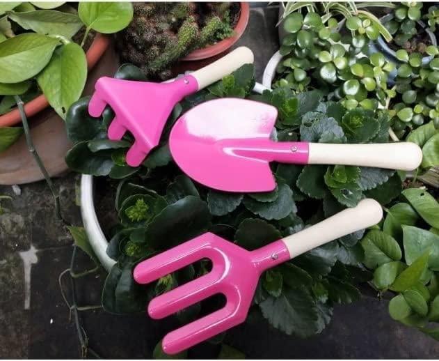 LIJBN Garden Tools Set 3 Piece, Heavy Duty Garden Tools Set, Succulent Kit for Plant Care SetIdeal Gardening Tool Kit Gifts for Parents and Kids Including Trowels, Hand rake Gardening Hand Tools