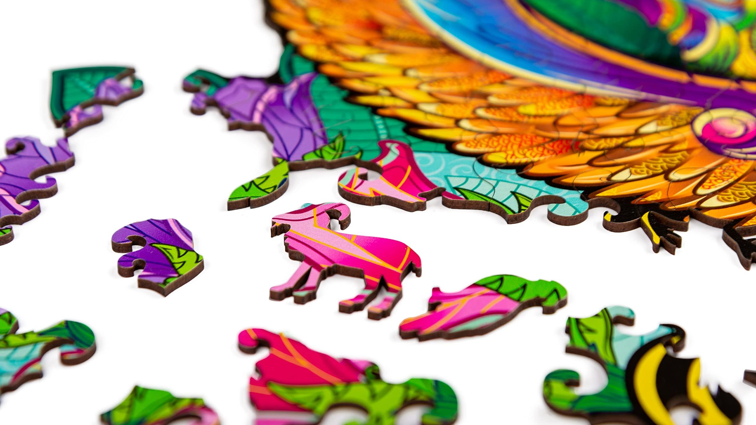 Woodvio WOODVIO - Wooden Jigsaw Puzzle for Adults and Kids - Cat, Animal-Shaped Fantasy Puzzle, 208 Unique Shaped Pieces, Size King (17.7\" x 16.9\")