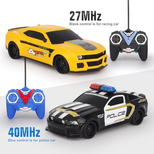 Haktoys Haktoys Amazing Set of Two RC Toy Vehicles: Remote Control Police Chase Set with Police Car and Sports Car - Simultaneous Action Fun for Kids Boys Girls!