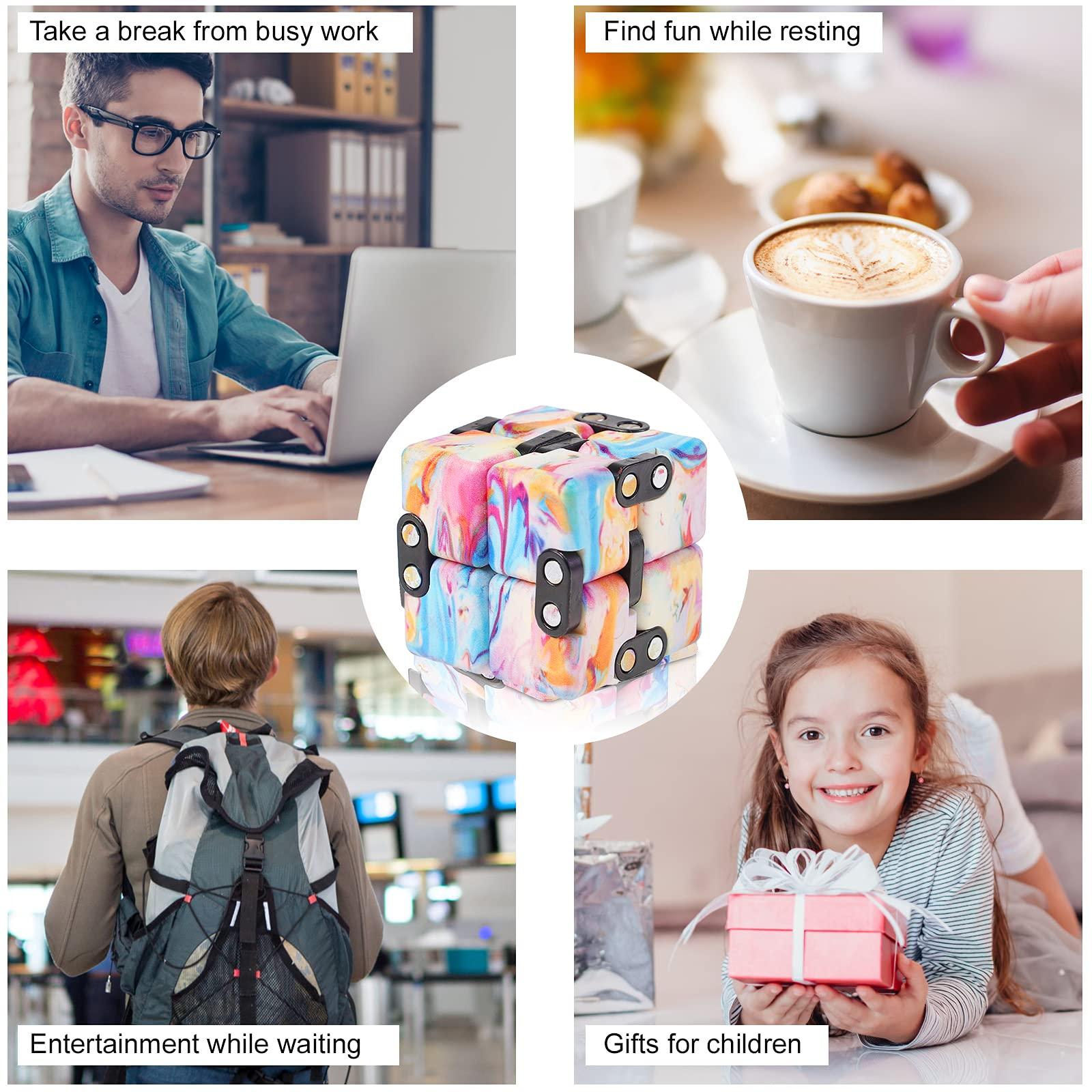 Aionly GYMLAN Infinite Cubes, Aionly Heavy/Rounded Corners Stress Relief Infinite Cube Fidget Toy, Mini Hand-Held Puzzle Flip Fidget Cube for Adults/Kids, Christmas Stocking Filler Gift for Boys Girls (Pink)