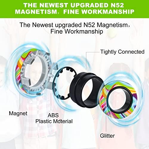 YISHIDANY YISHIDANY 9Pcs Magnetic Rings Fidget Toys Pack, Magnets Finger Spinner for ADHD Stress Relief, Magical Fingears Ring for Training Relieves Autism Anxiety, Great Idea Gift for Adults Teens Kids