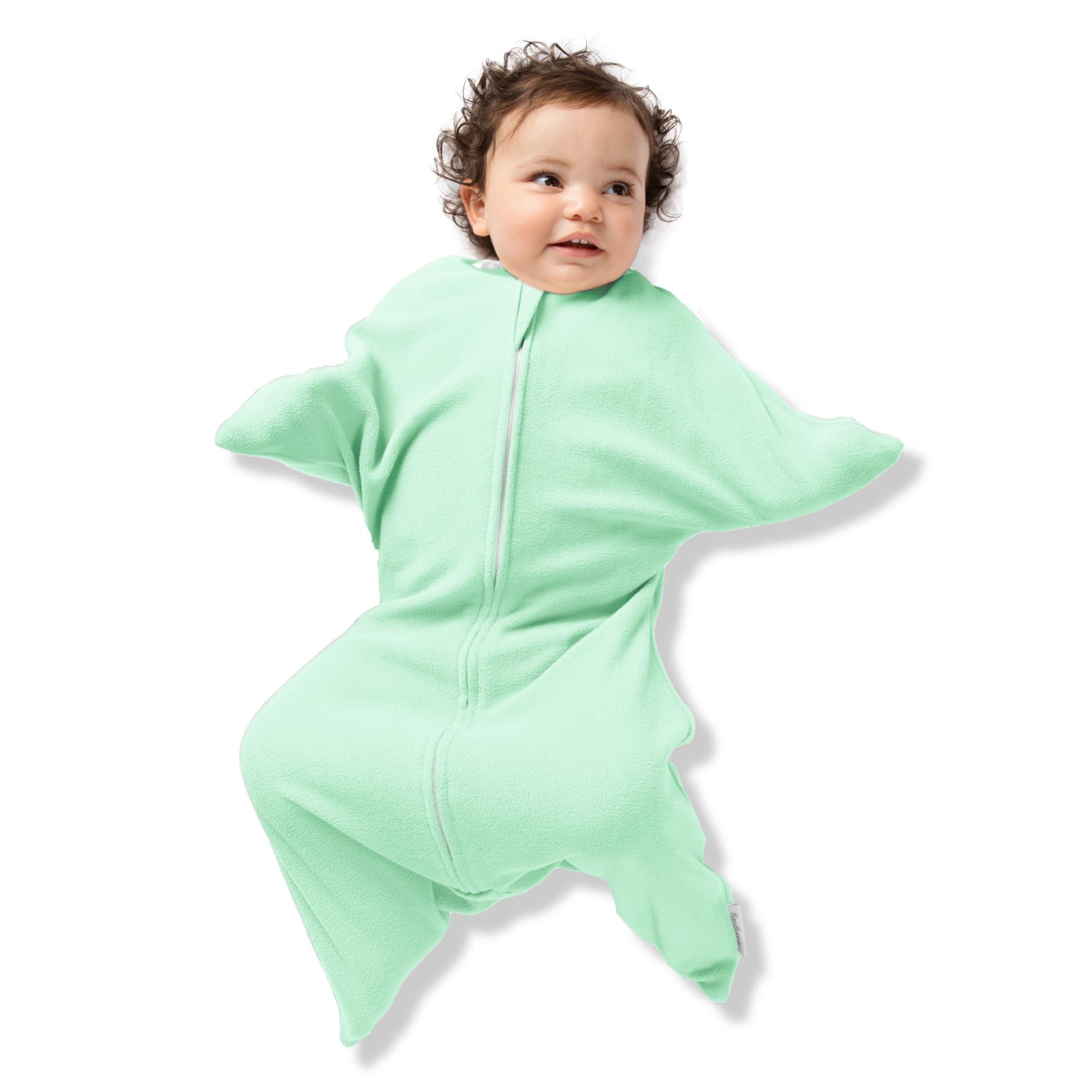 SleepingBaby SleepingBaby Zipadee-Zip Transition Swaddle - Fleece Baby Swaddling Blanket with Zipper - Mint, X-Small (3-6 Month)