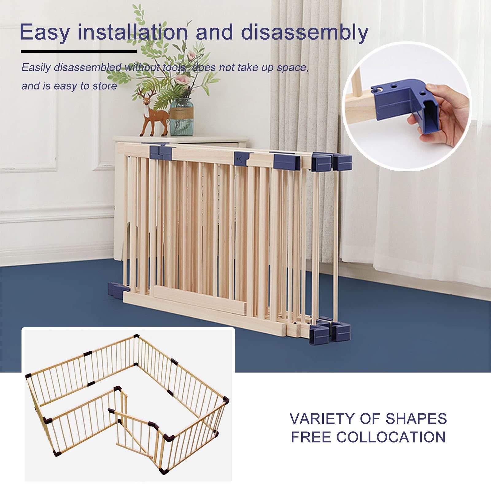 Jolan Baby Playpen Wooden, Anti-fall Safety Baby Fence, with Door, Indoor Outdoor Kids Activity Center Fence, Safety Playard, Playpen for Baby and Toddlers, Breathable/Durable,160180cm