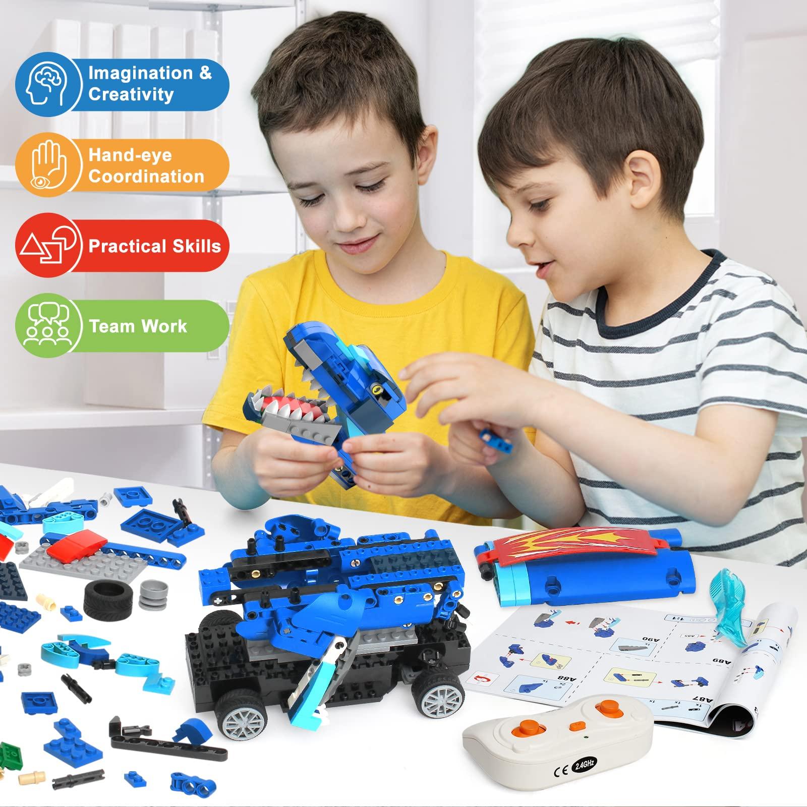 Yerloa Yerloa Dinosaur Toys for Kids 8-12 Jurassic Building Kits for Boys 6 7 8 9 10 11 12 + Year Old 343 Pcs Remote Control STEM Projects Building Toys Blocks Sets Educational Birthday Gift for Kid 5-7 8-12