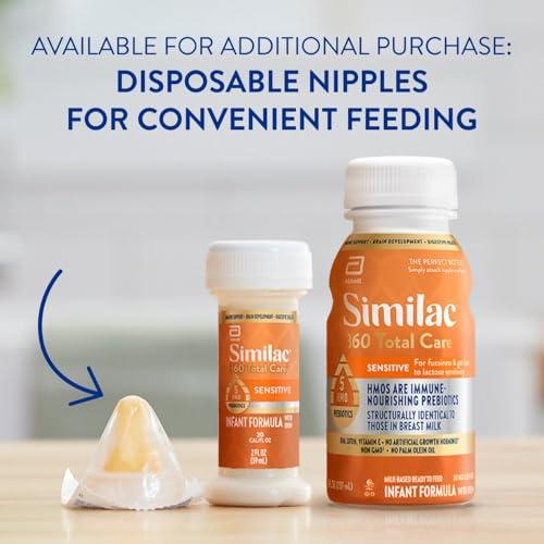 Similac Similac 360 Total Care Sensitive Infant Formula for Fussiness & Gas Due to Lactose Sensitivity, Has 5 HMO Prebiotics, Non-GMO, Baby Formula, Ready to Feed, 2-fl-oz Bottle, Pack of 12