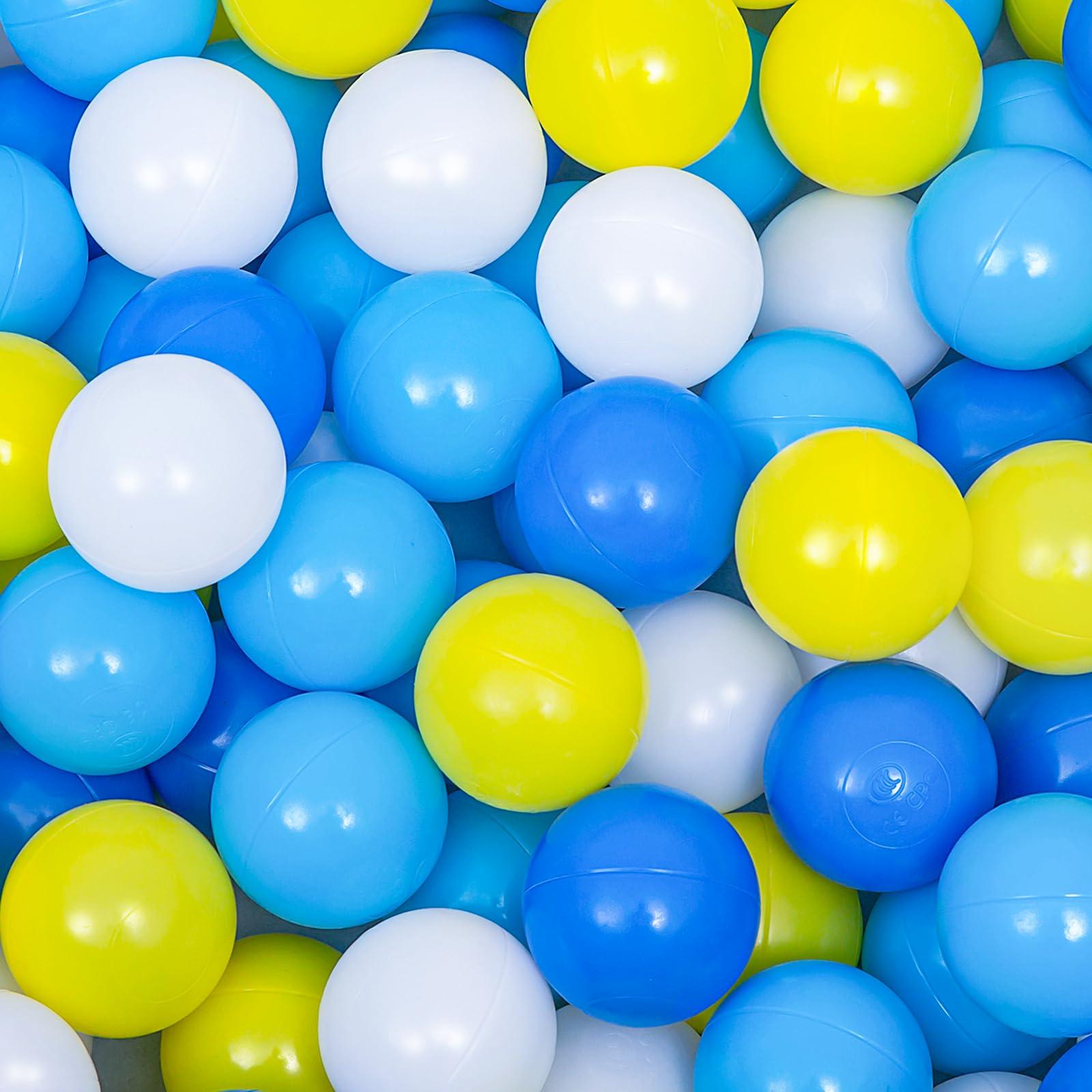 YUFUL Ball Pit Balls 1000 Count for Kids, Plastic Balls for Ball Pit, 2.2-Inch Crush Proof Play Balls BPA Free Non-Toxic, 4 Kinds of Bright Color Ocean Balls Include a Reusable Net Bag (Yellow Type)