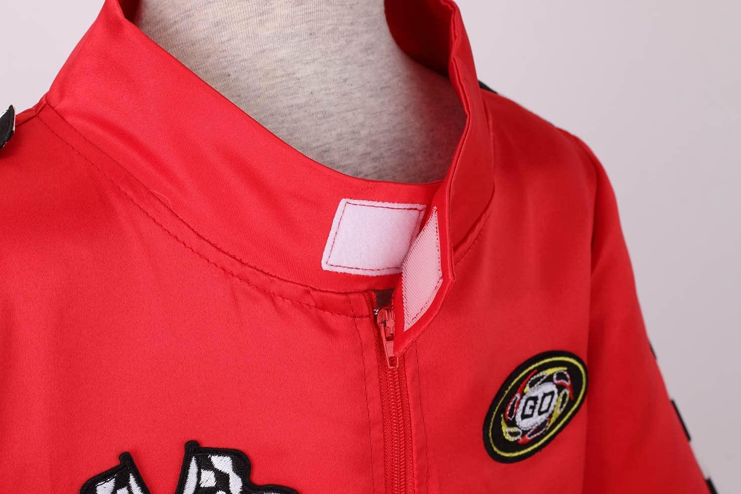 LMYOVE LMYOVE Kids Race Car Driver Costume Boys Girls Racing Halloween Play Role Dress Up Racer Jumpsuit and car cap Toddler 3-9Y (Medium, Red)