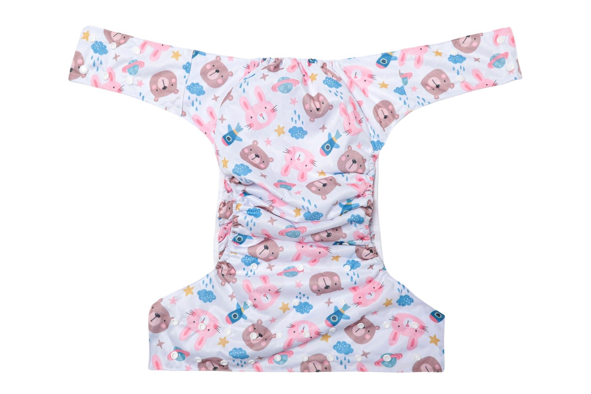 MONA TREE ABDL Diaper Adult Printed Diaper, Unisex - Pink and White Leak Proof with Bear, Super Absorbent Diaper, Adult Diaper Cover/Wrap, ABDL Japanese Standard