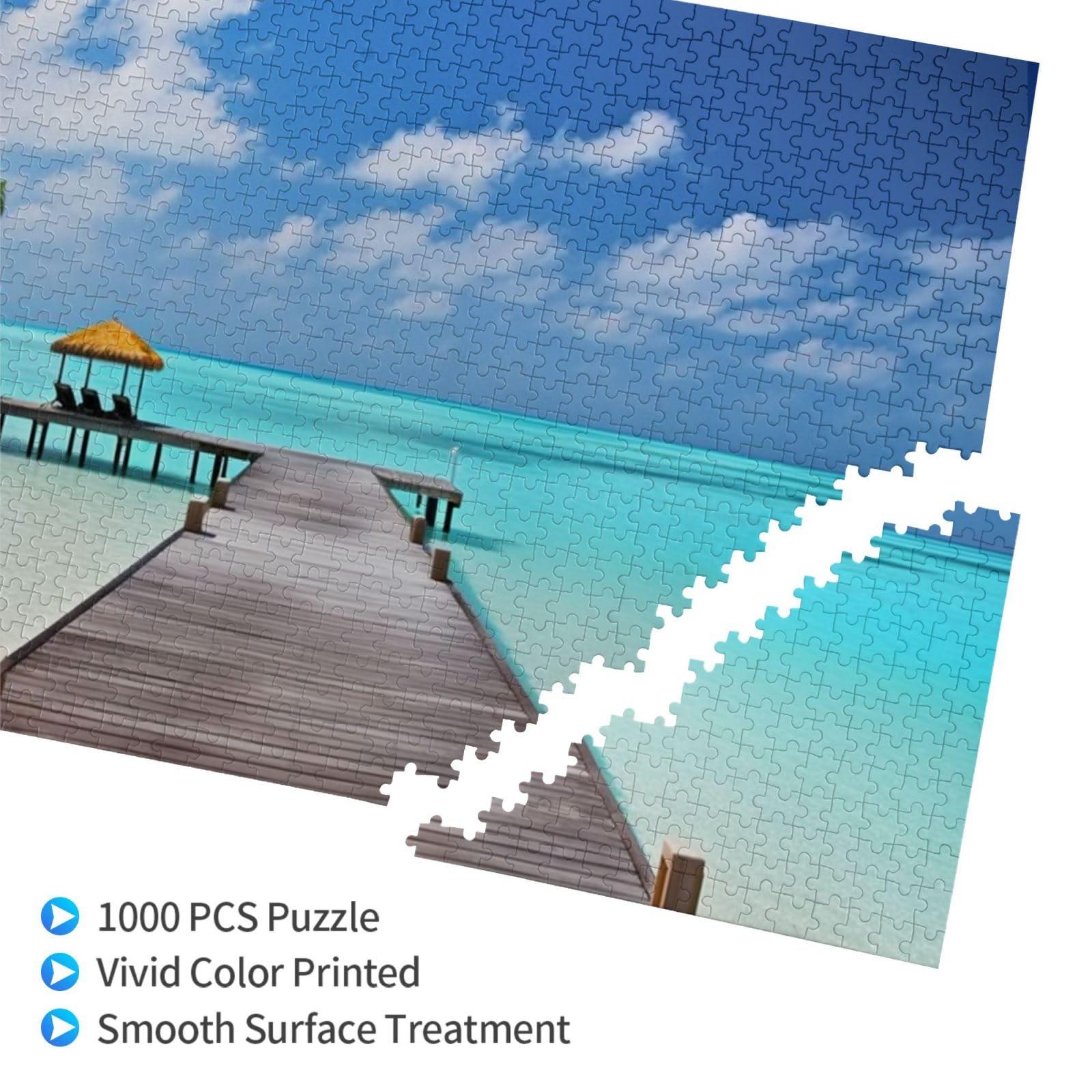 RLDOBOFE Maldives Holidays Puzzles Personalized Puzzle 1000 Pieces Jigsaw Puzzles from Photos Picture Puzzle for Adults Family (29.5\" x 19.7\")
