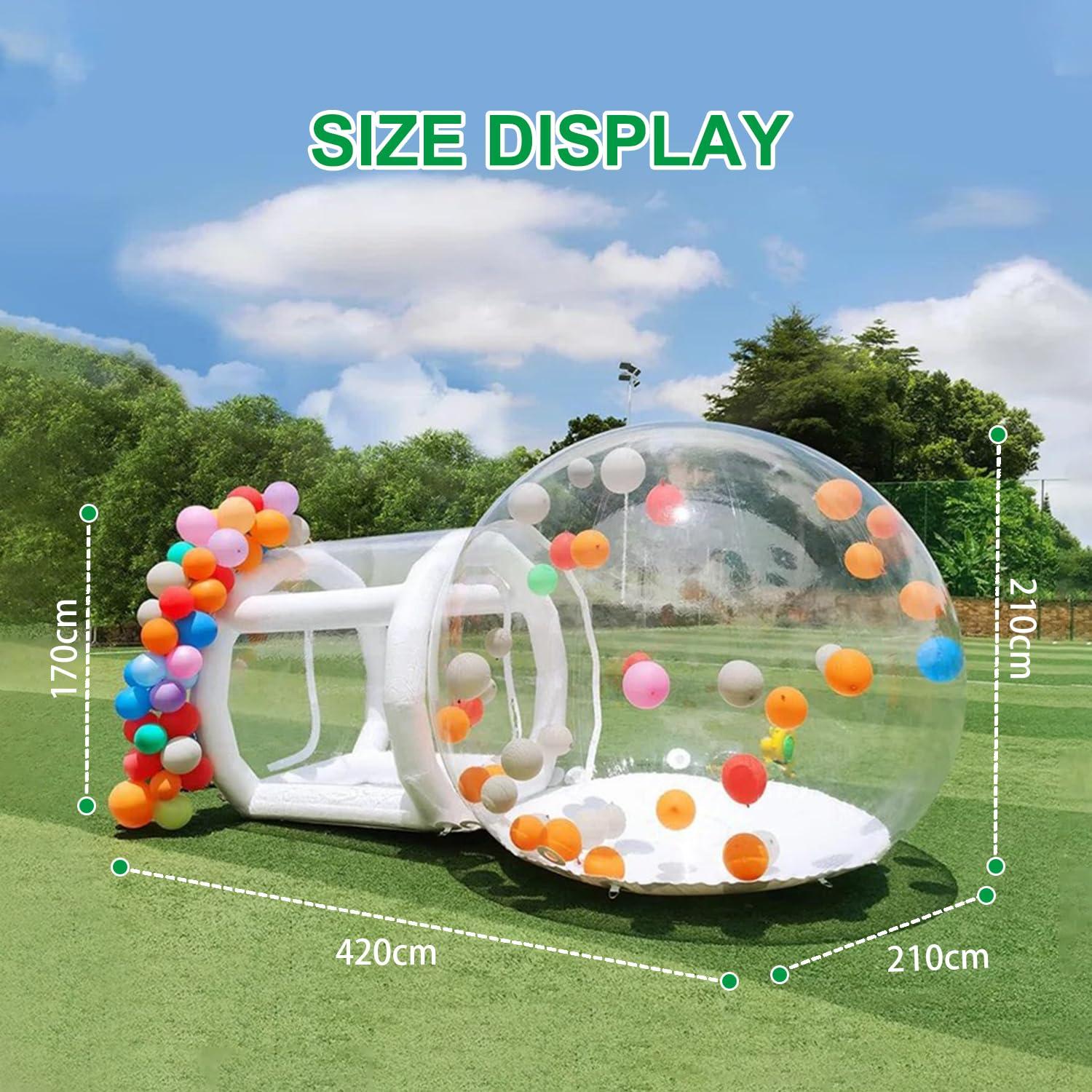 SUDOO Inflatable Bubble Balloon House, Inflatable Tent Bubble House 10ft Dome 6ft Tunnel for Kids/Home/Wedding/Garden Party, Malls, Parks Event Exhibition, Clear Dome Balloon Garden Tent with Blower/Pump