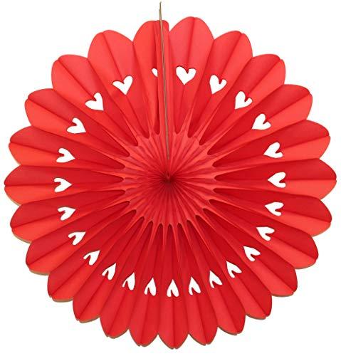 Devra Party Set of 3 Large 27 Inch Heart Fanburst Fan Decorations for Valentine's Day Backdrop (Red, Red Pink, Red White Pink)