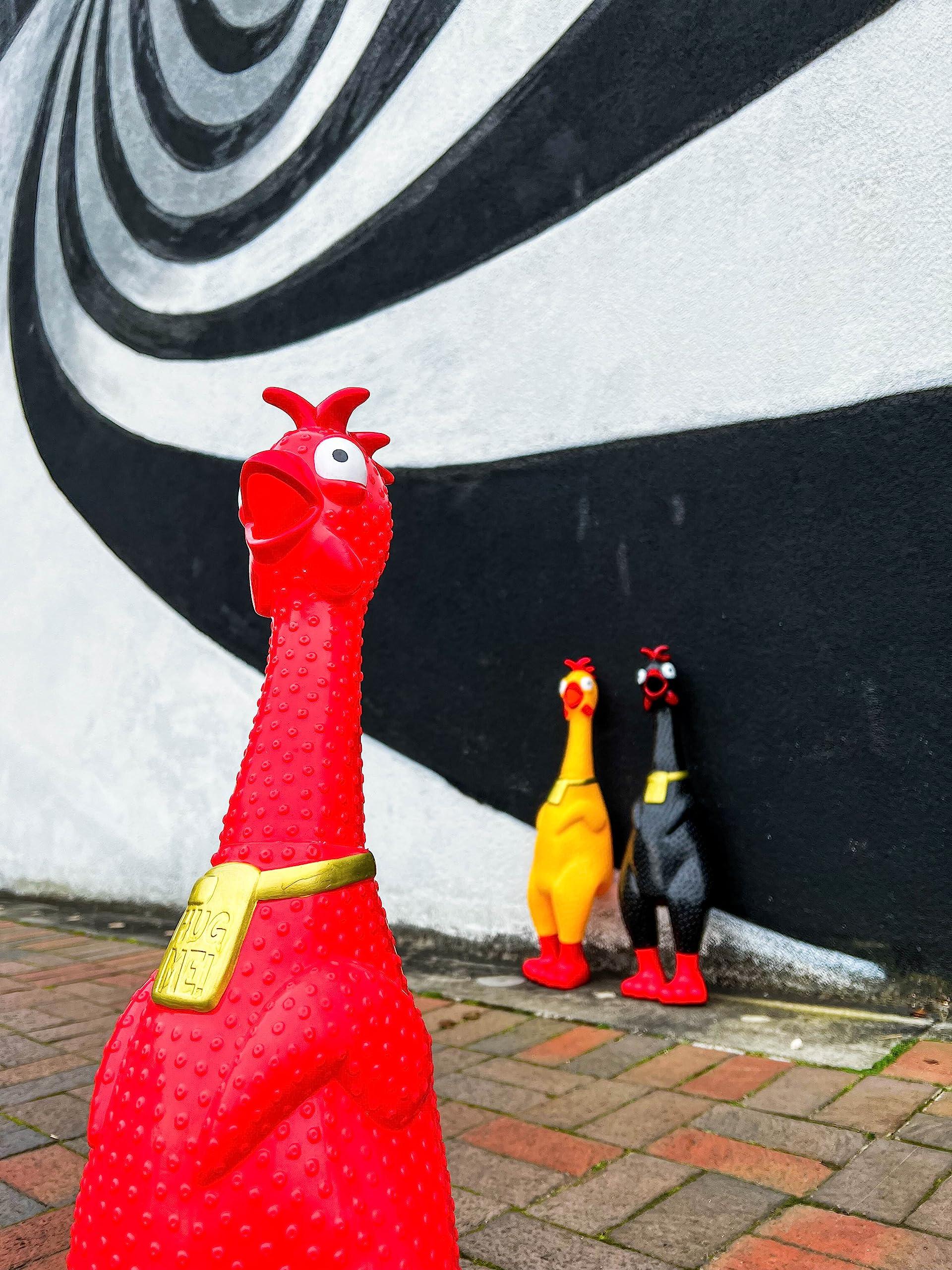 Animolds Animolds Hug Me Giant Rubber Chicken- Huge Screaming Rubber Chicken Toy for Kids Novelty Extra Large Squeaky Toy | Our Biggest Chicken Yet! (Red)