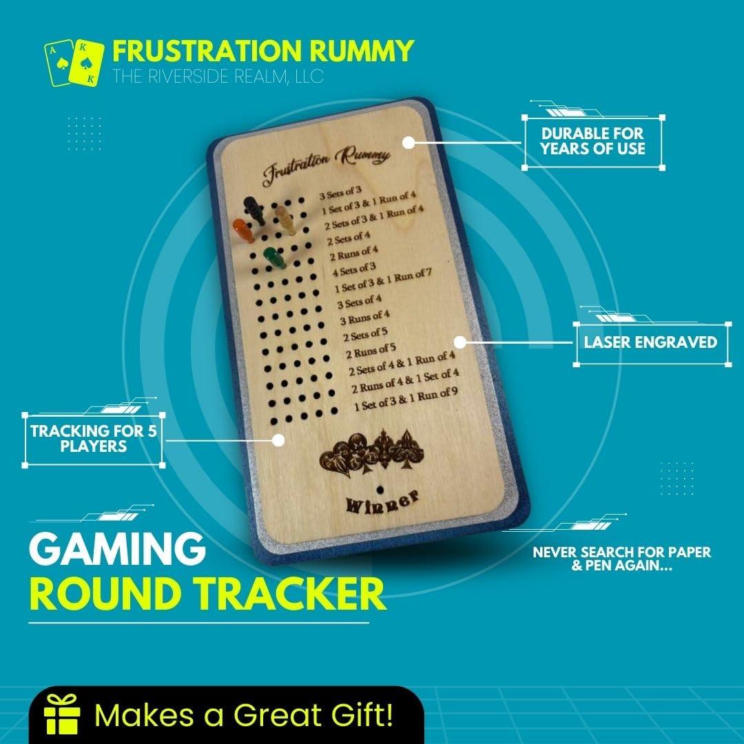 Generic Frustration Rummy Scorecard Board Game - Family Game Night Set for 5 Players