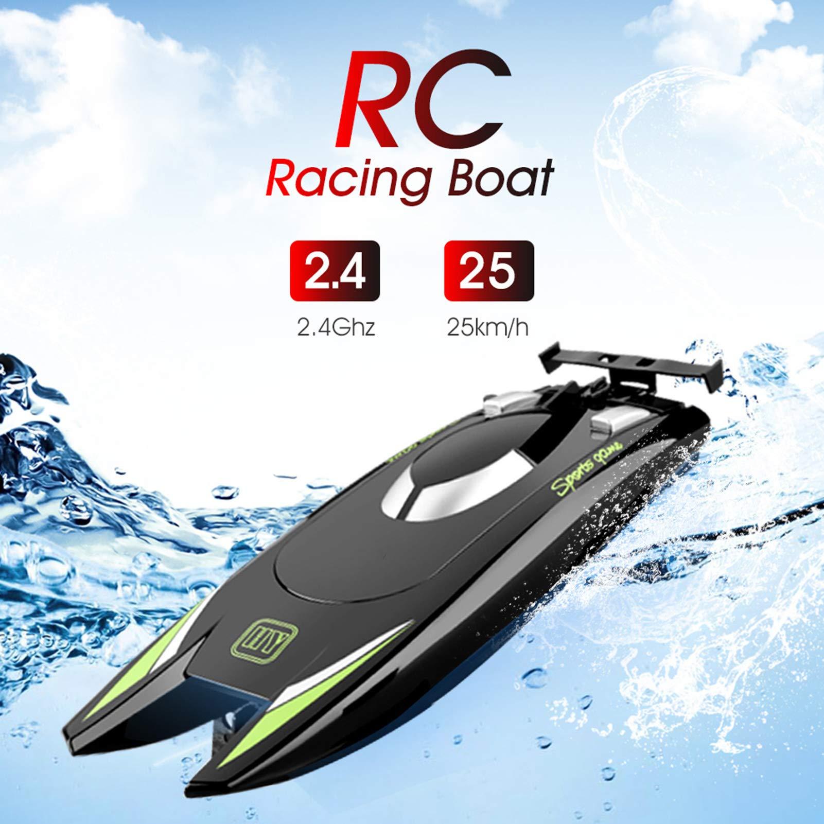 GoolRC GoolRC RC Boat, 2.4GHz Remote Control Boat 25KM/H High RC Speed Boat RC Jet Boat for Suitcase for Lakes & Pools Summer Toys for Adults Kids (Black)