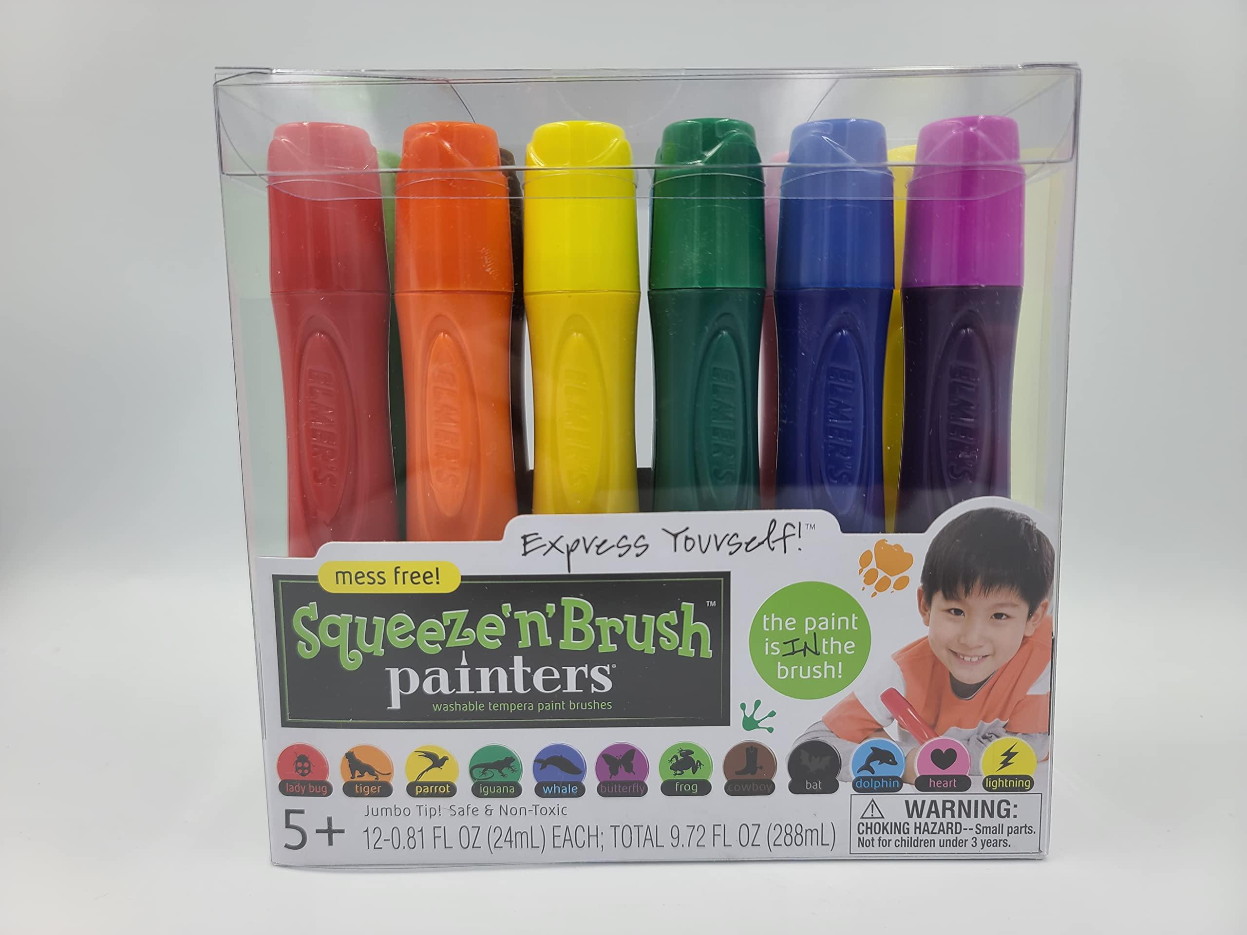 Ohio Trading 3 Pack Of Painters Squeeze \'n Brush Washable Tempera Paint Brushes, Assorted Colors, 12 Count (36 In Total)