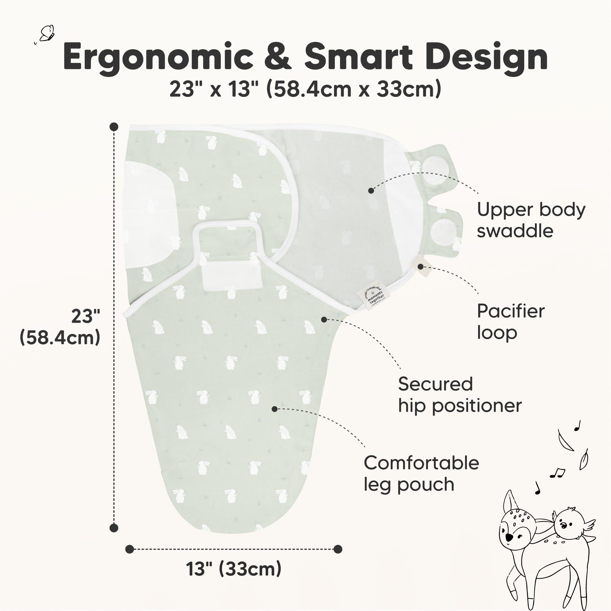 KeaBabies 3-Pack Organic Baby Swaddle Sleep Sacks - Newborn Swaddle Sack, Ergonomic Baby Swaddles 0-6 Months,Swaddles for Newborns, Baby Sleep Sack, Baby Swaddle Blanket Wrap,Baby Essentials(Bunnies, L)