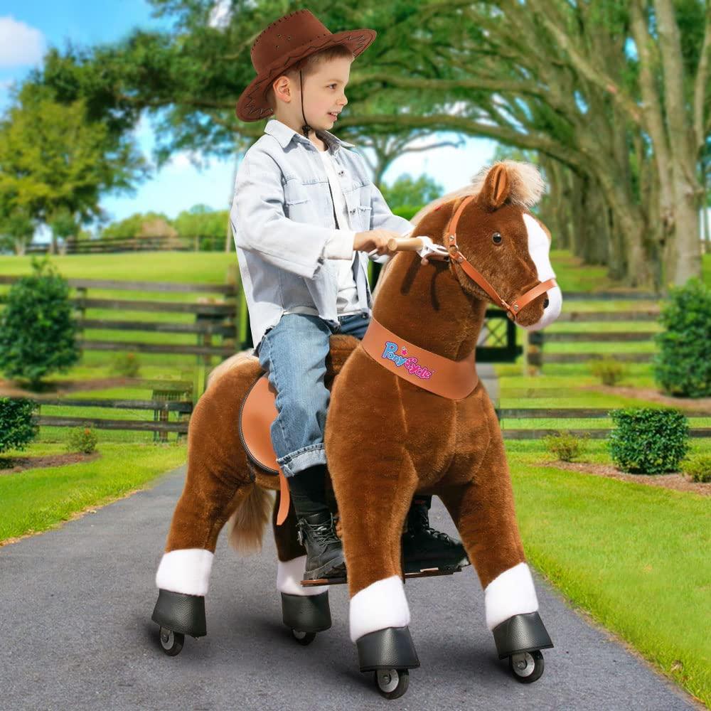 PonyCycle PonyCycle Large Pony Cycle U5 Horse Ride on Toys for Boys Classic Model U (with Brake/ 42.5\" Height/Size 5 for Age 7-12) Mechanical Riding Pony Gifts Brown Ux524
