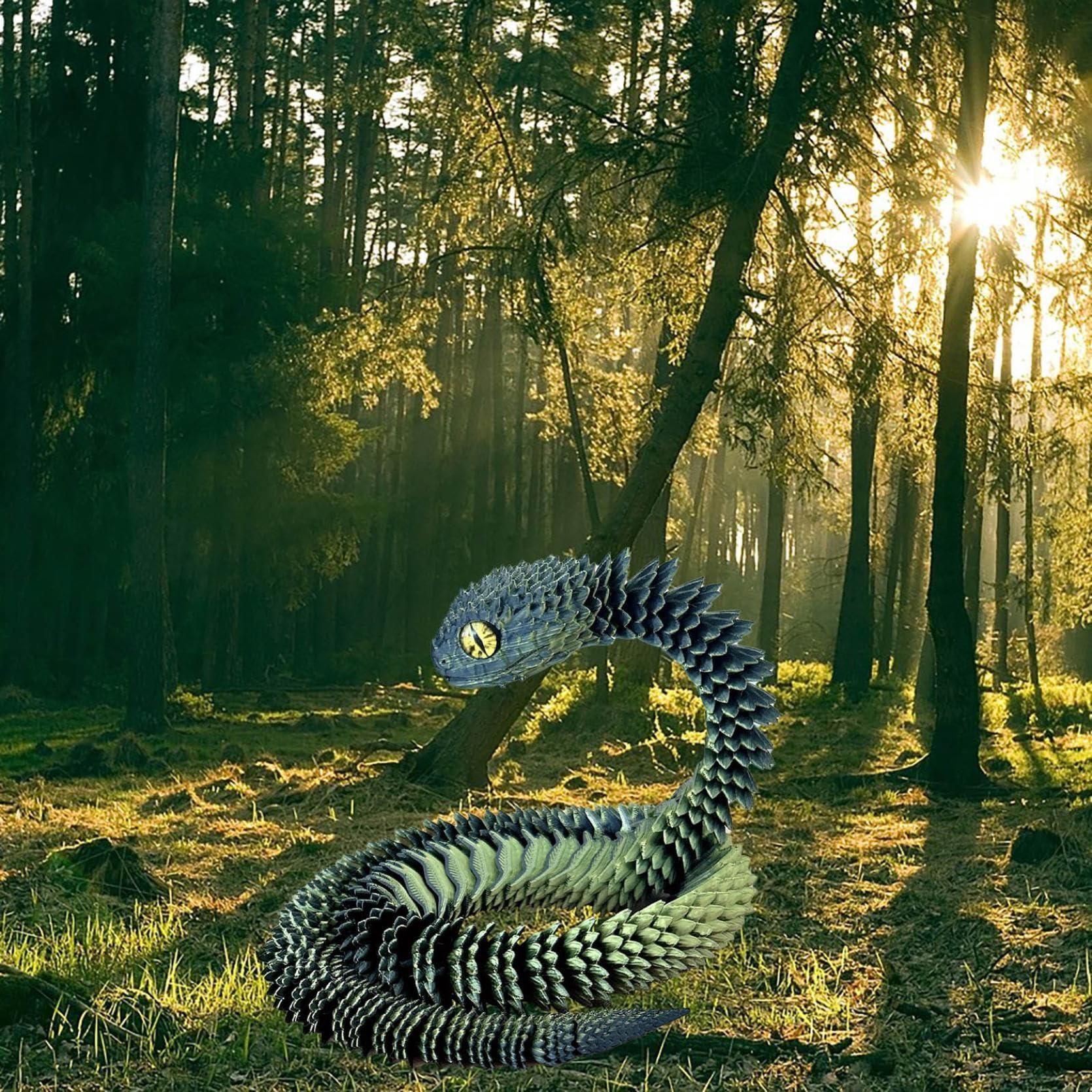 Waycin 3D Printed Animals Set 3D Printed Snake Toys 3D Printed Articulated Flexible Fidget Toy 3D Printed Animals Exquisite Cute Pet Toy Adults Fidget Toys 3D Printed Animal Figurine Fidget Toy (ColorK 30cm)