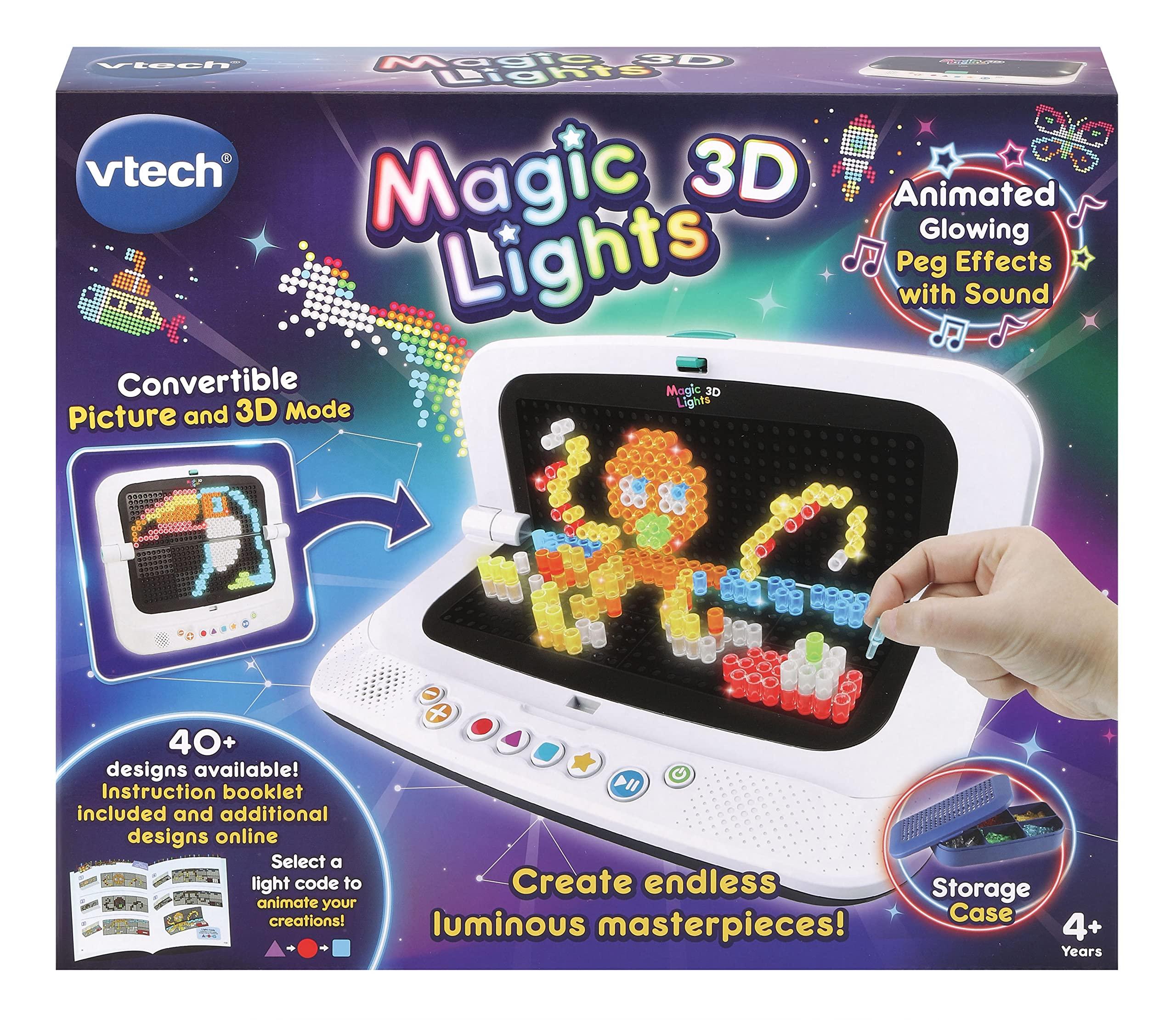 VTech VTech Magic Lights 3D | Peg Art with Lights, Sounds & Animation | 40+ Creative & Educational Designs | Suitable for Boys & Girls 3, 4, 5, 6, 7, 8 + Years, English Version