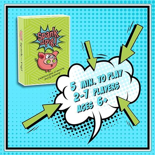 Sweet Bros Games Spank The Pig! - Hilarious & Fun Family Card Game for Kids, Teens & Adults, Funny Fast Paced Games for 2-7 Players