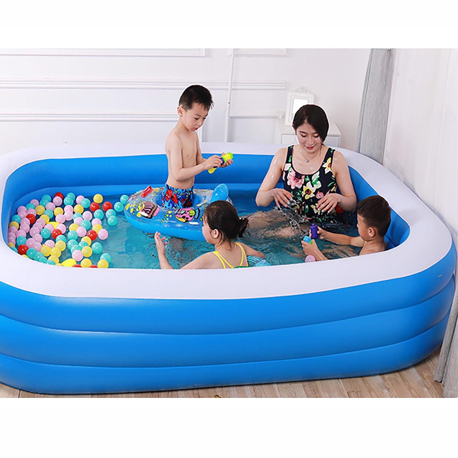HSPLXYT Inflatable Pool/Large Rectangular Swimming Pool, Kiddie Pools, Thickened Outdoor Pool for Garden Backyard ToddlersVarious Functions, Ball Pool, Sand Pool, Fishing Pool(Size:2.6m)