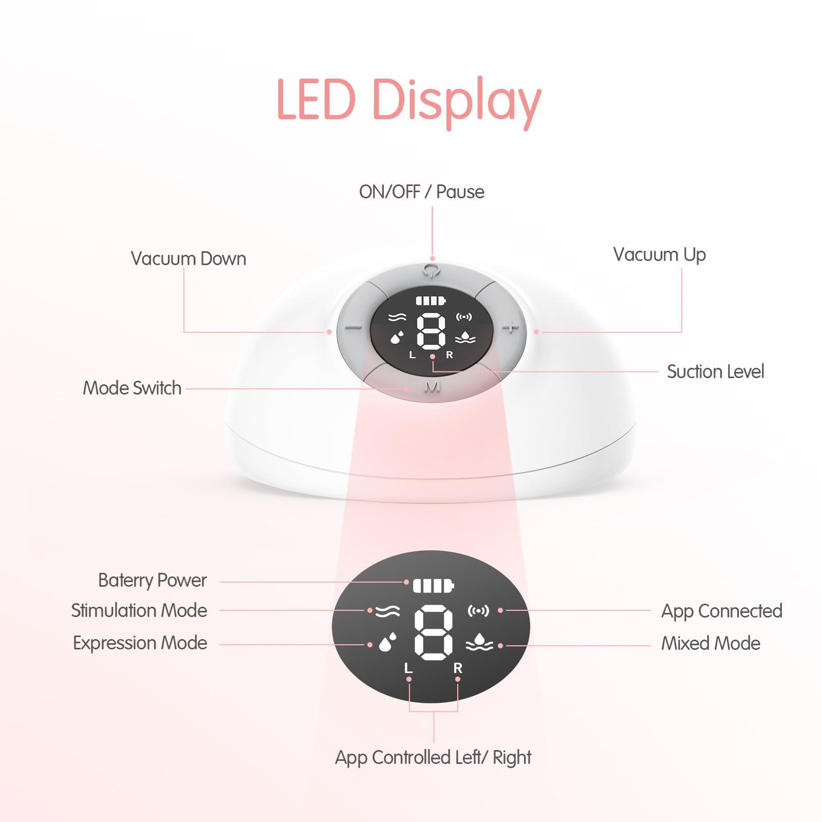 HORIGEN Horigen Hands Free Breast Pump, Portables Wearable Breastfeeding, Double-Sealed Flange Electric Portable Breast Pump, 3 Modes & 9 Levels, 25mm 2 Pack White