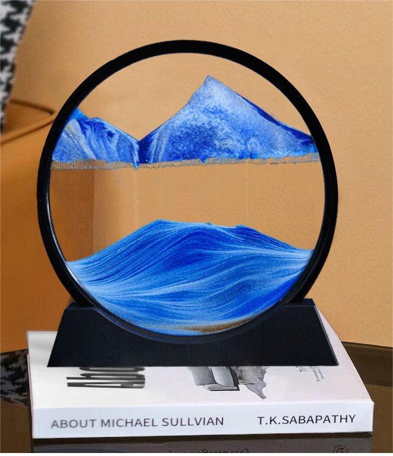 HISELUR HISELUR Moving Sand Art Picture Kinetic 3D Deep Sea Sandscape in Motion Display Flowing Sand Relaxing Desktop Toy Home Office Decor Painting Gift Packing(10inch)