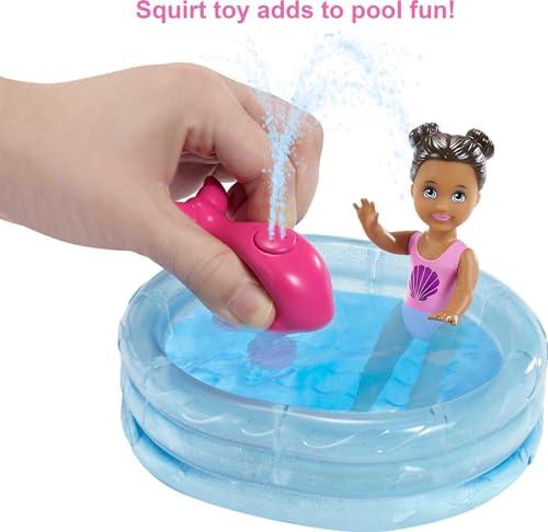 Barbie Barbie Skipper Babysitters Inc Playset with Skipper Doll, Color-Change Small Doll, Pool, Squirt Whale Toy & Accessories