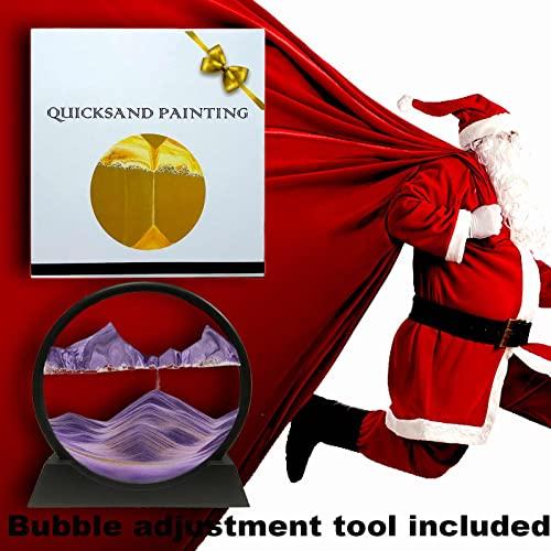 HISELUR HISELUR Moving Sand Art Picture Kinetic 3D Deep Sea Sandscape in Motion Display Flowing Sand Relaxing Desktop Toy Home Office Decor Painting Gift Packing(10inch)