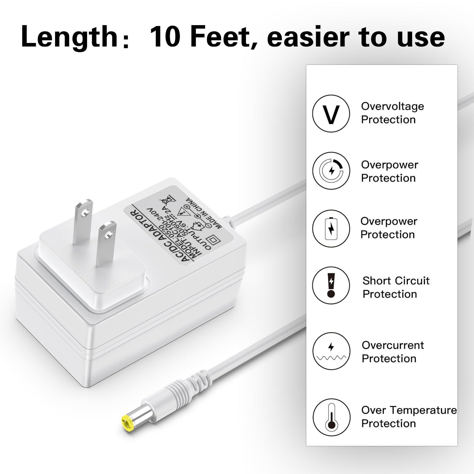 ZCYYJML Baby Swing Power Cord,Baby Swing Electric Plug in for Fisher Price Swing/Ingenuity Swing/Graco Swing/Nova Baby Swing,2 Meters Power Adapter (6v-6ft-2m)