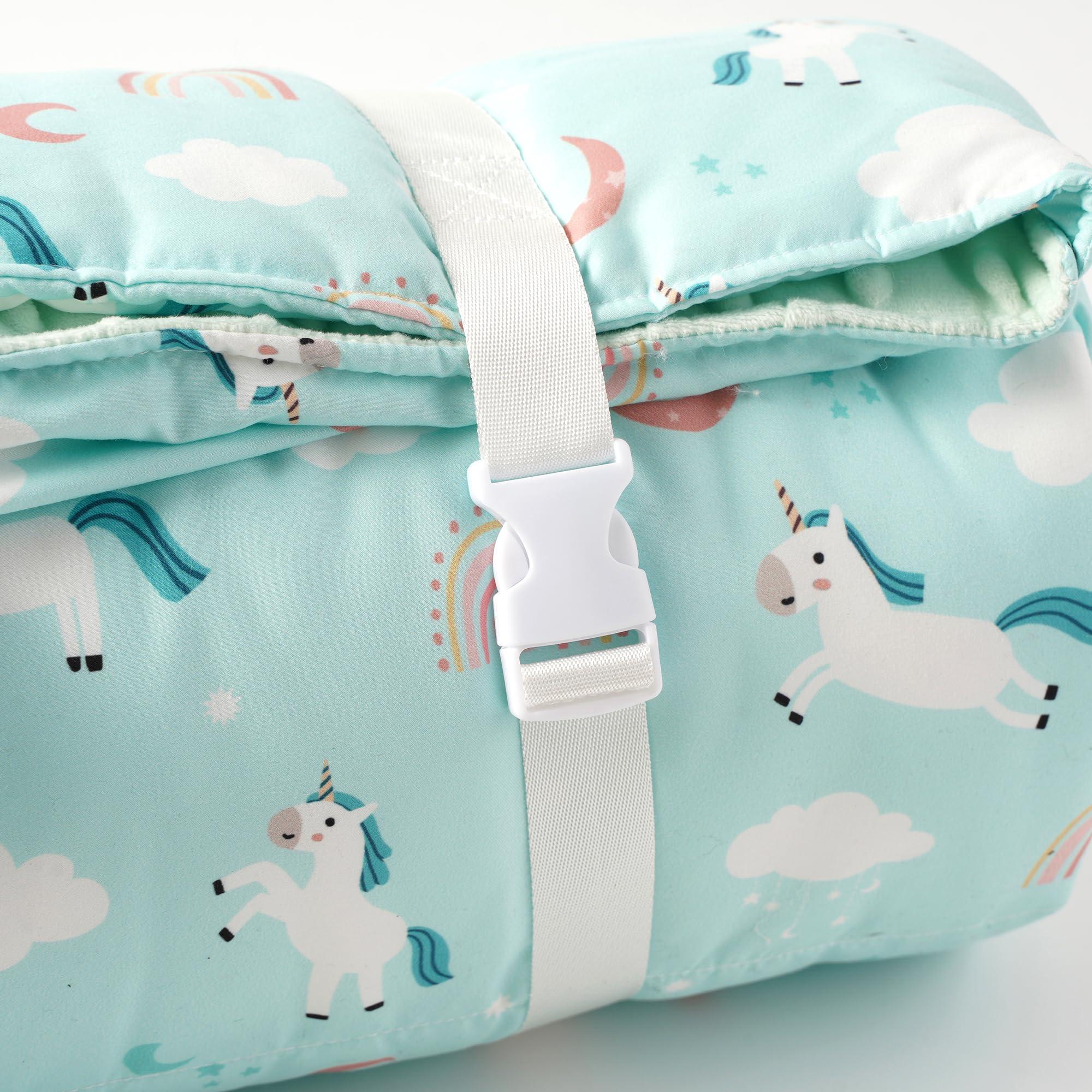 Bunnikins & Clover Bunnikins & Clover Toddler Nap Mat with Removable Pillow & Minky Blanket, Roll Up Nap Mats for Preschool, Soft Kids Sleeping Mat for Boys Girls Kindergarten Daycare