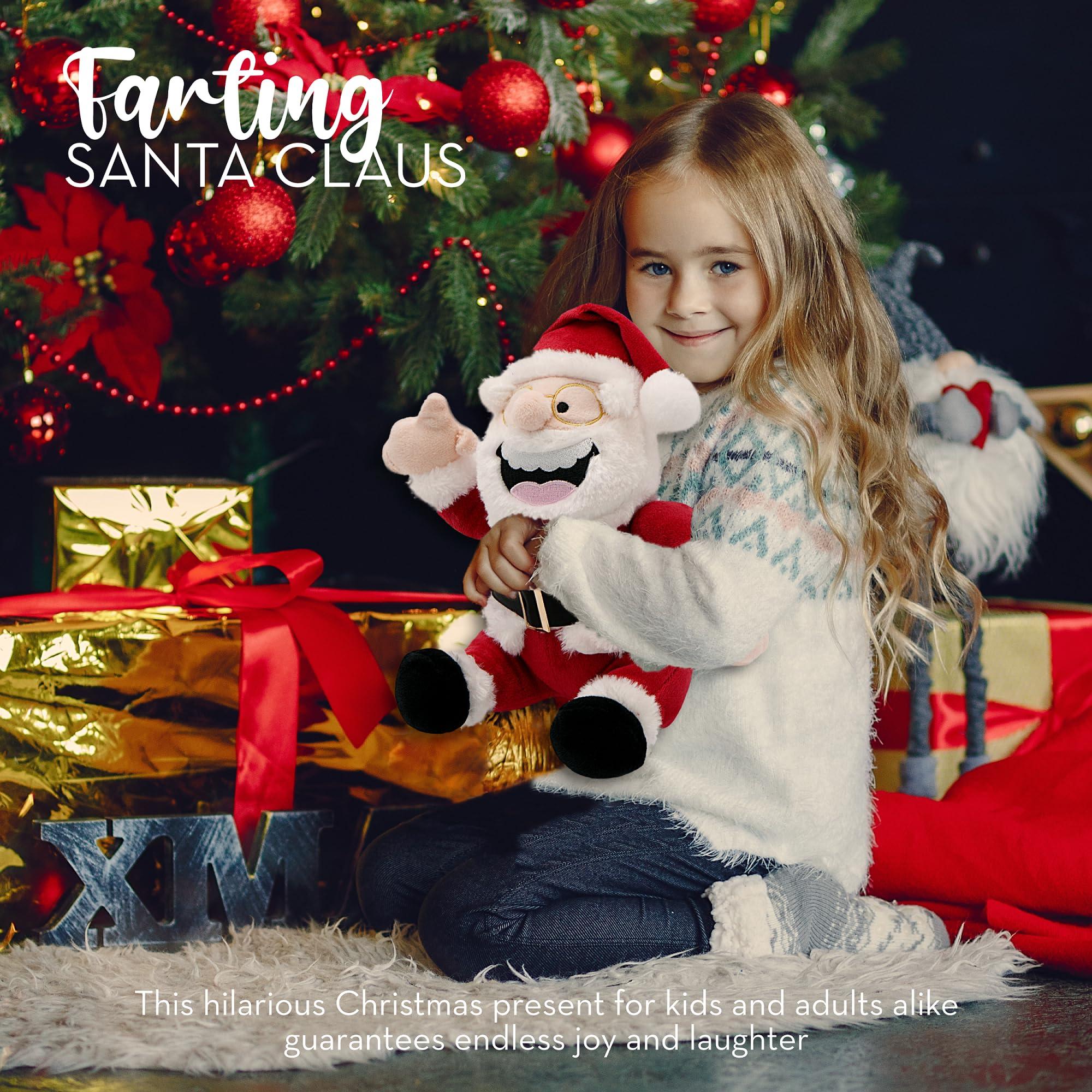 4E\'s Novelty 4E\'s Novelty Farting Santa Claus 8 Inch Talking Animated Christmas Plush Toys for Kids 8\" Funny Christmas Stuffed Animals Gag Gifts for Boys Girls Teens White Elephant Gift