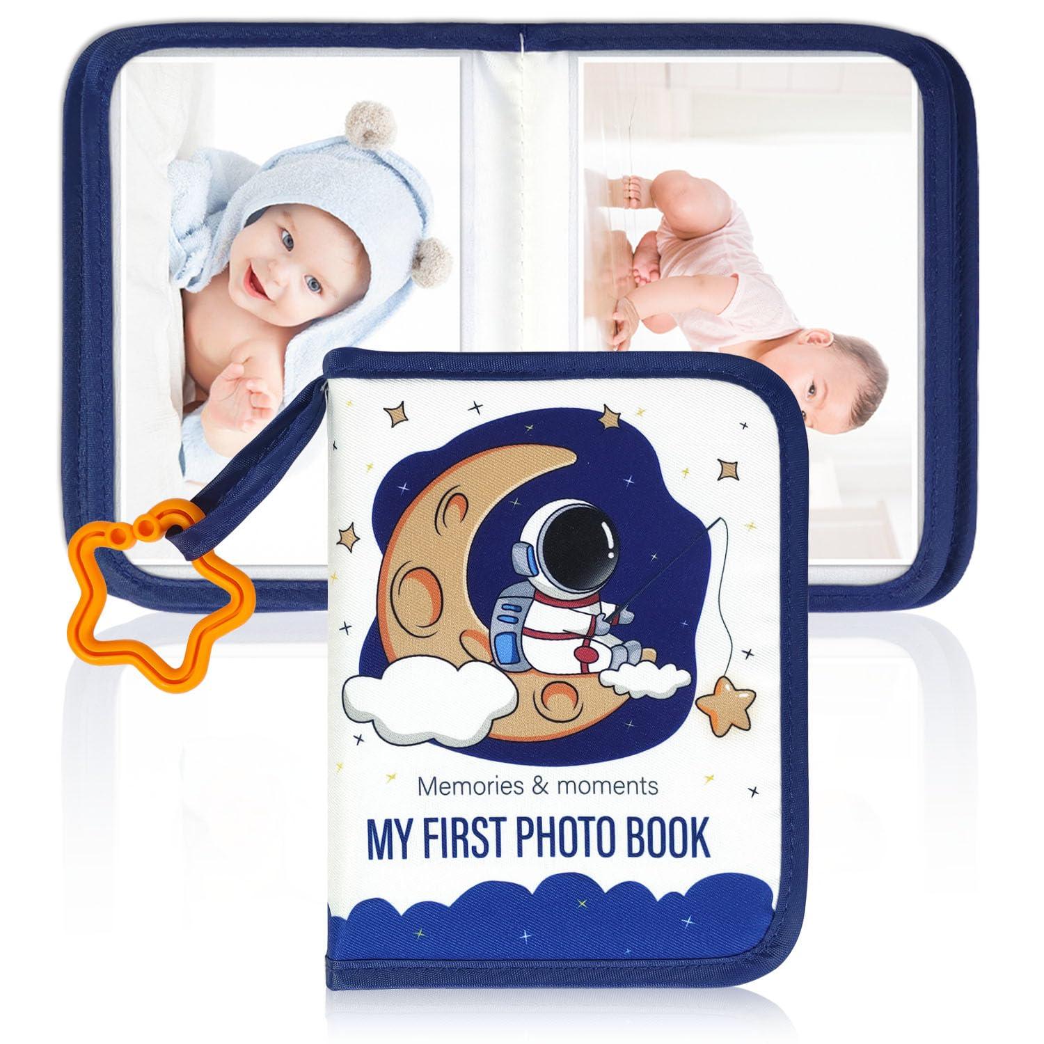 Mewise Baby's First Photo Book, First Year Baby Memory Book,Personalized Fabric Photo Album,Family Photo Album,My First Baby Photo Album 4x6 (Astronaut)
