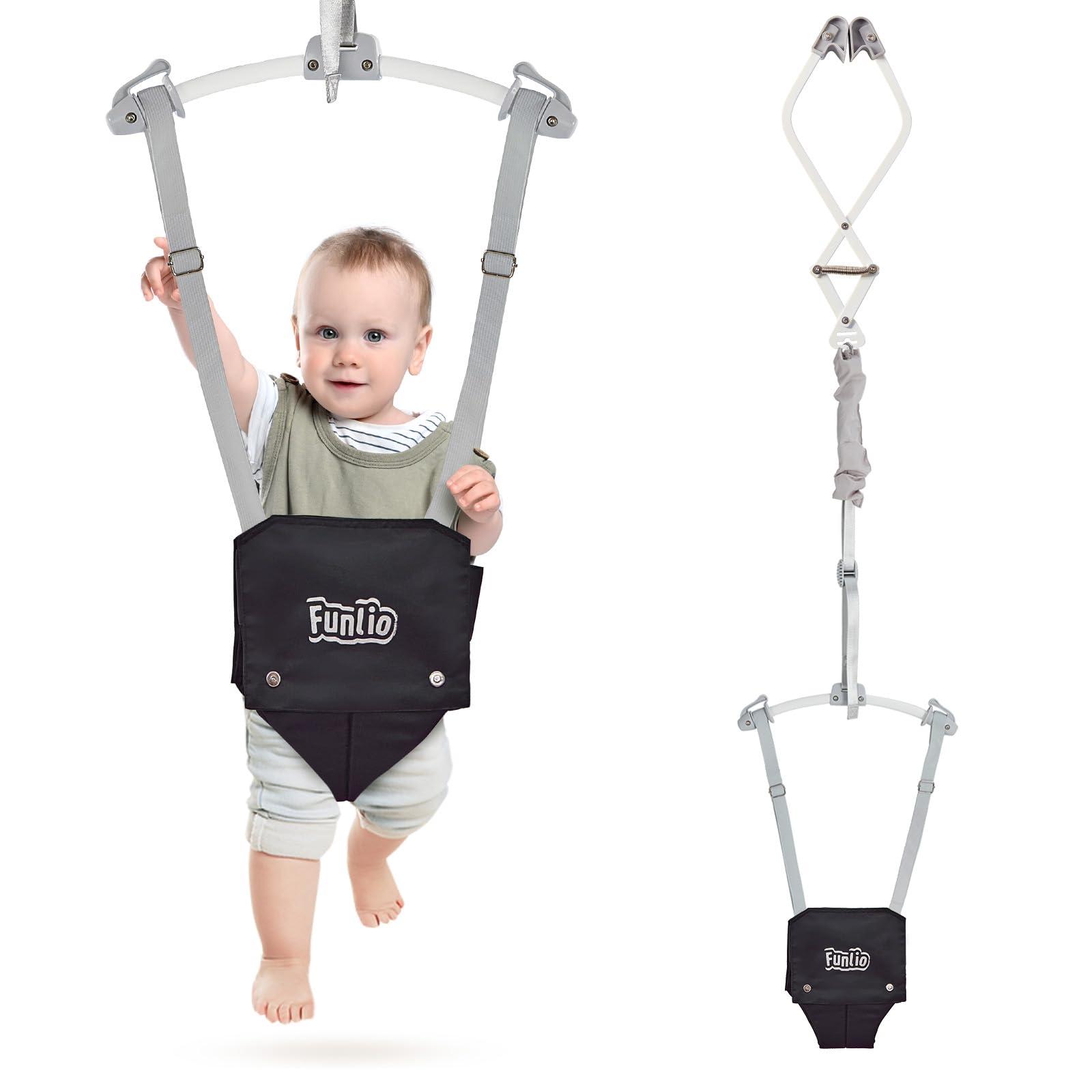 FUNLIO FUNLIO Baby Door Jumper for 6-24 Months (with Door Clamp), Baby Jumper Doorway with Strong Spring & Adjustable Strap, Portable Infant Door Bouncer, Bearing 40 Lbs, CPC & CE Certified - Black