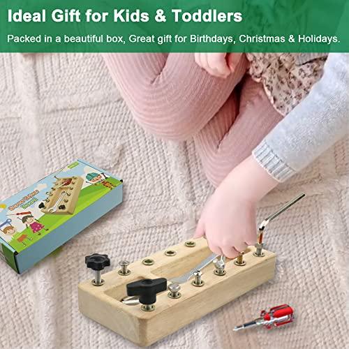 Inslat Inslat Montessori Screwdriver Board Set, Wooden Montessori Toys for 3 4 5 Year Old Kids, Educational Screw Board Sensory Learning Toys STEM Fine Motor Skills Toys