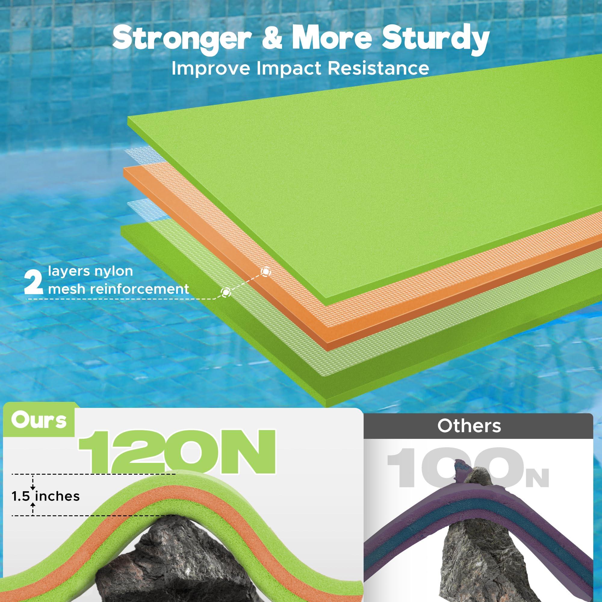 WARMOUNTS WARMOUNTS Floating Water Pad for 2 Person, 8 x 4 FT Tear-Resistant 3-Layer XPE Foam Floating Mat Recreation & Relaxing for Lake Pool River Ocean Boats Outdoor Water Activities