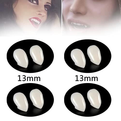 Setaria Viridis Setaria Viridis Vampire Teeth Vampire Fangs Cosplay for Costume Prop Party Favors Decoration 4 Pairs with Adhesive (White)