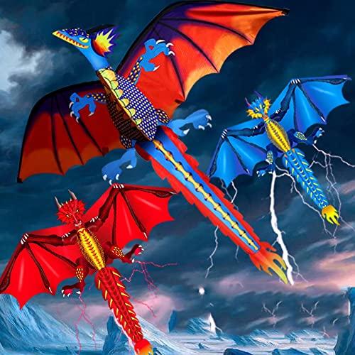LSDRALOBBEB 1.6M Dinosaur Kite Outdoor Kids Toy for Beginners Very Easy to Kite, Great Gift LSDRALOBBEB 0401(Color:B,Size:)