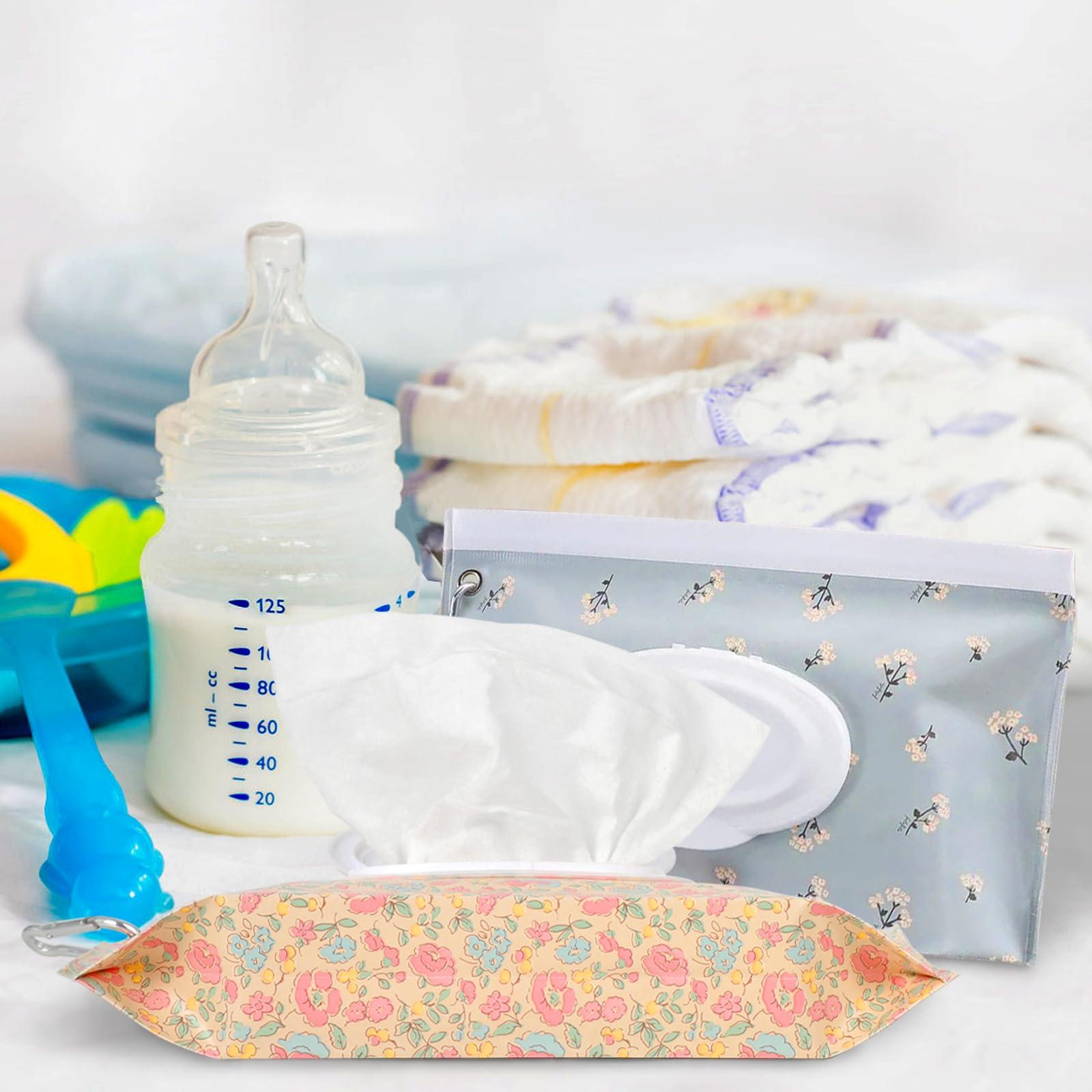 YAHUIPEIUS 2Packs Baby Wipes Dispenser Portable Baby Wipe Holder Refillable Wet Wipes Container Reusable Travel Wipes Case, Keeps Wipes Fresh(Blue)